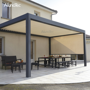 China-Fernbedienungs-Garten-Aluminium-Lamellendach-Pergola, einfacher Aufbau eines Pavillons mit Glastür