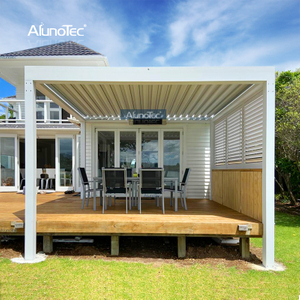 AlunoTec Outdoor Living Space Wasserdichte Vordach-Markise, Aluminium-Pergola, bioklimatische Pavillon-Sets mit Lamellendach 