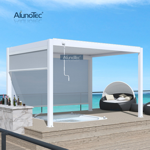 AlunoTec Pergola-Set mit manueller Kurbelbedienung, wasserfest, für den Außenbereich, Pavillon, Gartenöffnung, Lamellendach