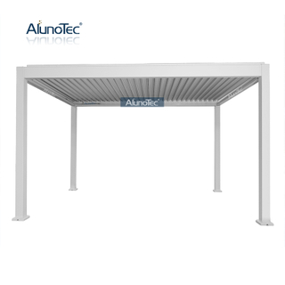 3 Meter x 3 Meter große, freistehende motorisierte Lamellen-Pergola in Grau zum Selbstkostenpreis