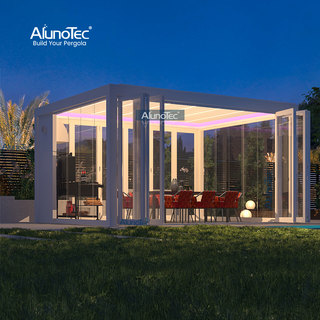 AlunoTec Smart Regenschutzdach Winterfestes System Aluminium-Lamellenpergola mit Heizung