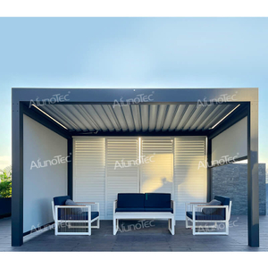Aluminium-Lamellenpavillon, wasserdicht, einziehbares Dach, motorisierte Pergola für den Außenbereich