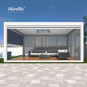 AlunoTec Pergola Motorisierter Dachpavillon mit WPC-Terrassendiele