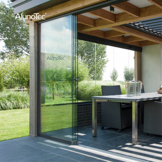 AlunoTec Pergola-Glastüren, Duschtüren, langlebige rahmenlose Schiebetür aus Glas für den Außenbereich